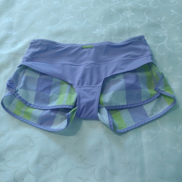 LULULEMON Speed Short - Euc - Size 4 - Foxy Plaid Lavender Lime - Picture 6 of 9